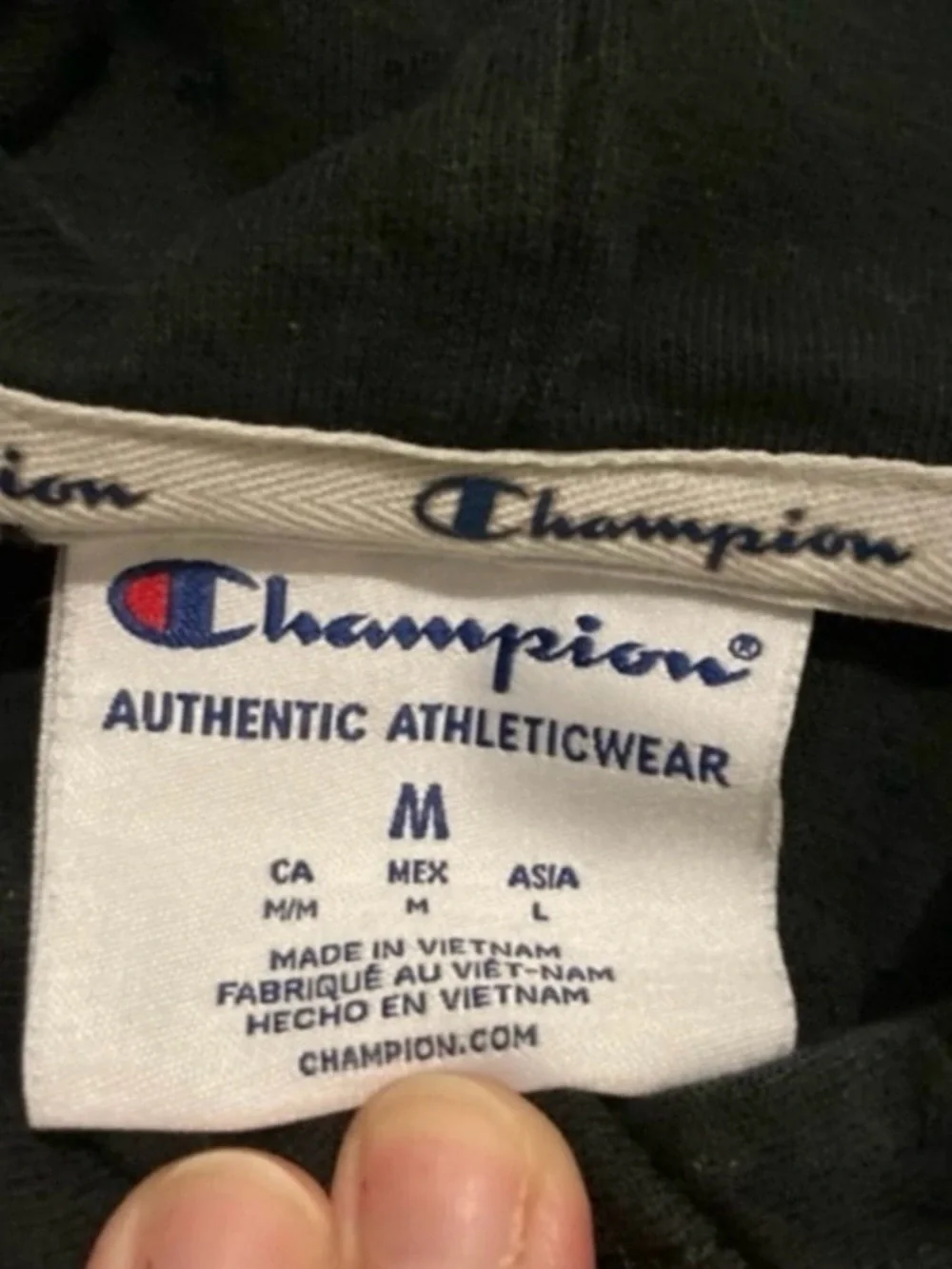 Champion Black Hoodie & Track Pants Set with White and Red Logo Youth Size M